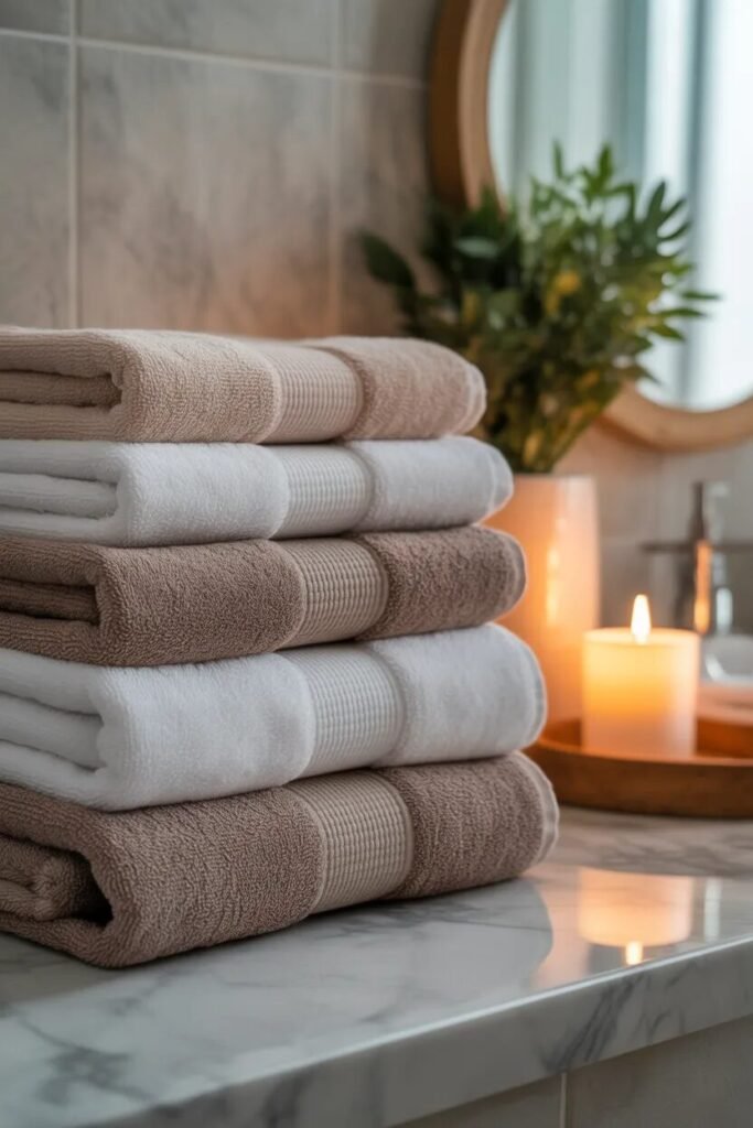 luxury towels bathroom decor
