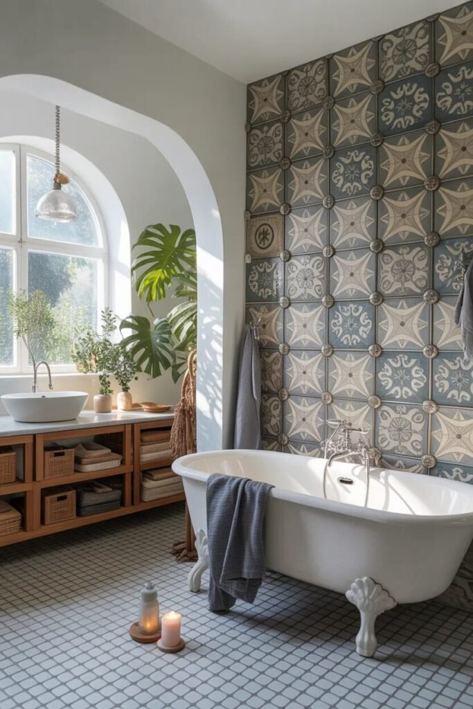 statement wall luxury bathroom decor