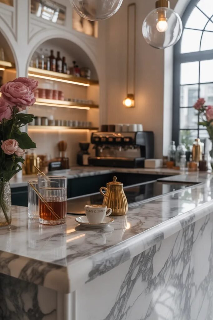 Marble modern coffee bar ideas