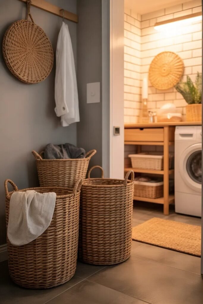 31 luxury small laundry room ideas 14 Luxury small laundry room ideas baskets