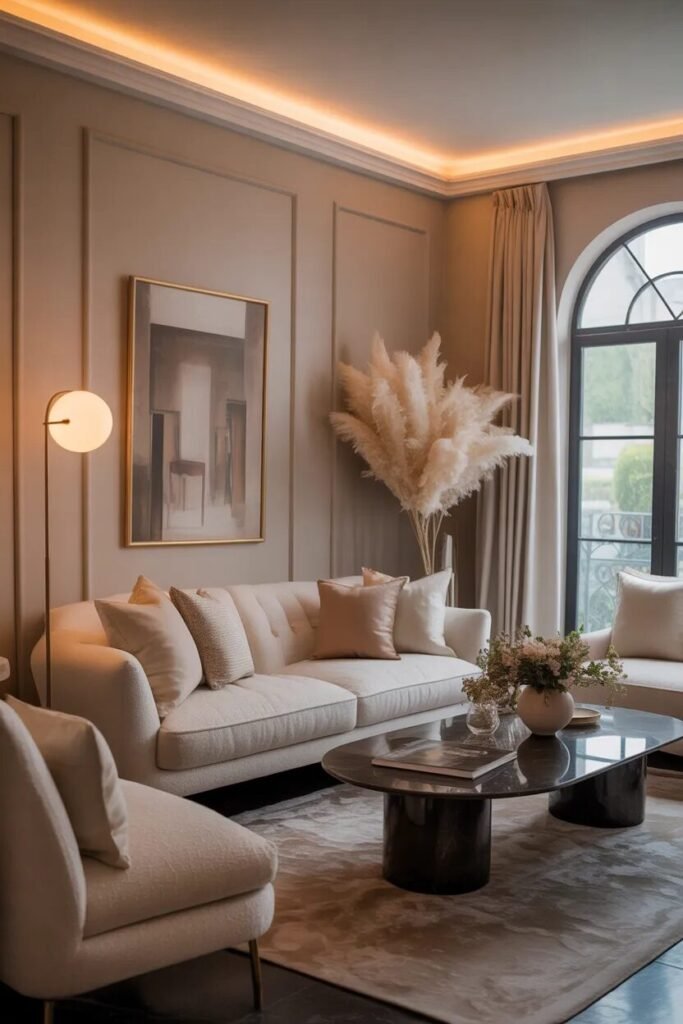 Luxe living room designs neutral palette