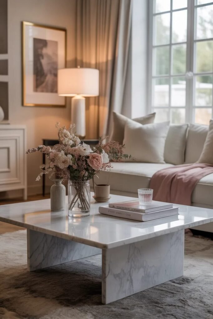 Luxe living room designs marble