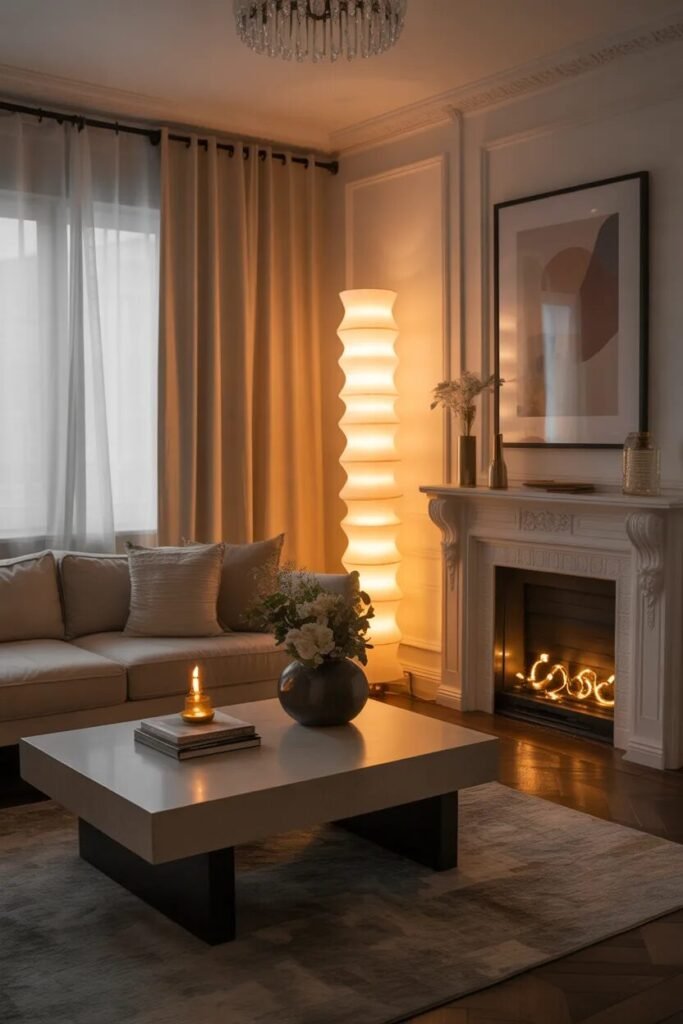 Luxe living room designs layered lighting