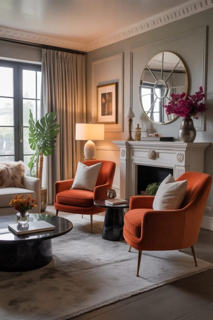 Luxe living room designs accent chairs