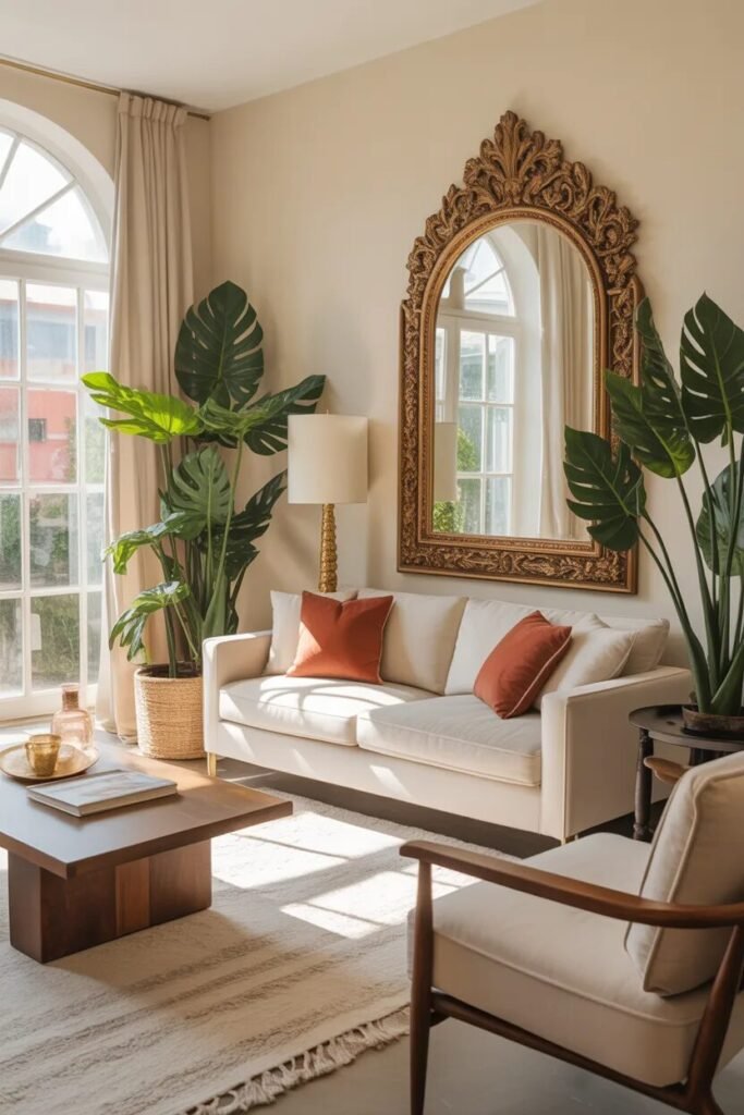 Luxe living room designs mirror