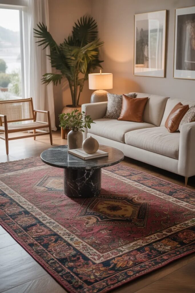 Luxe living room designs rug