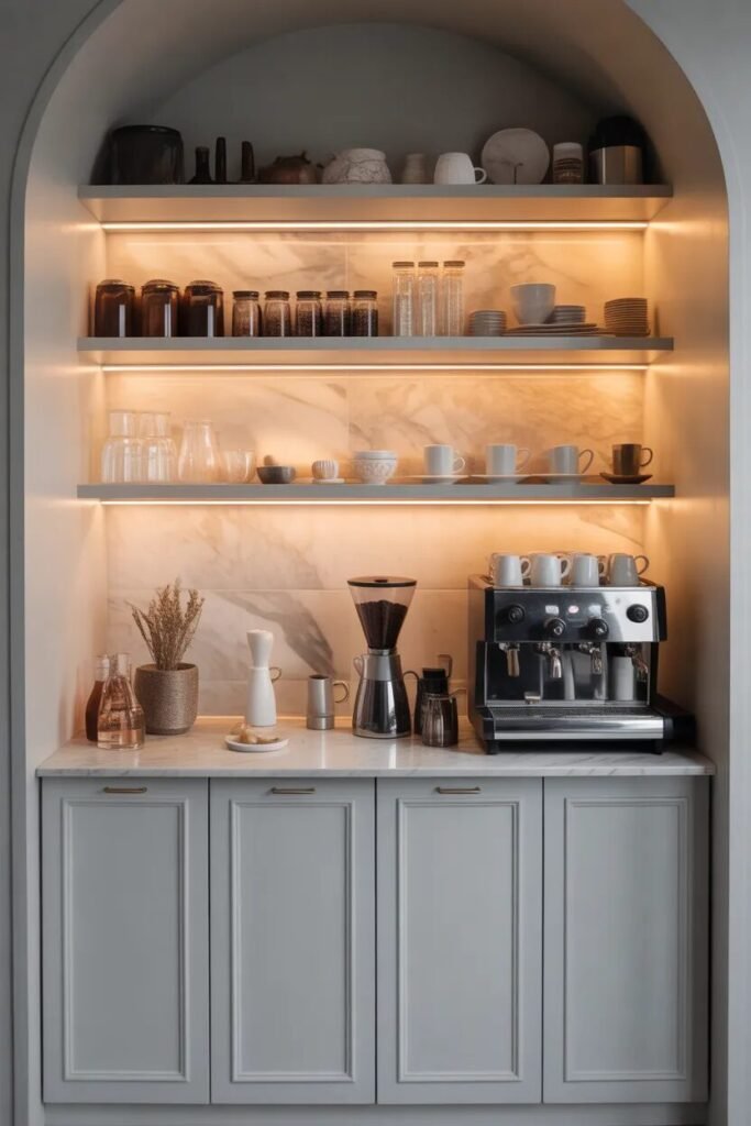 Luxurious coffee bar hidden cabinets