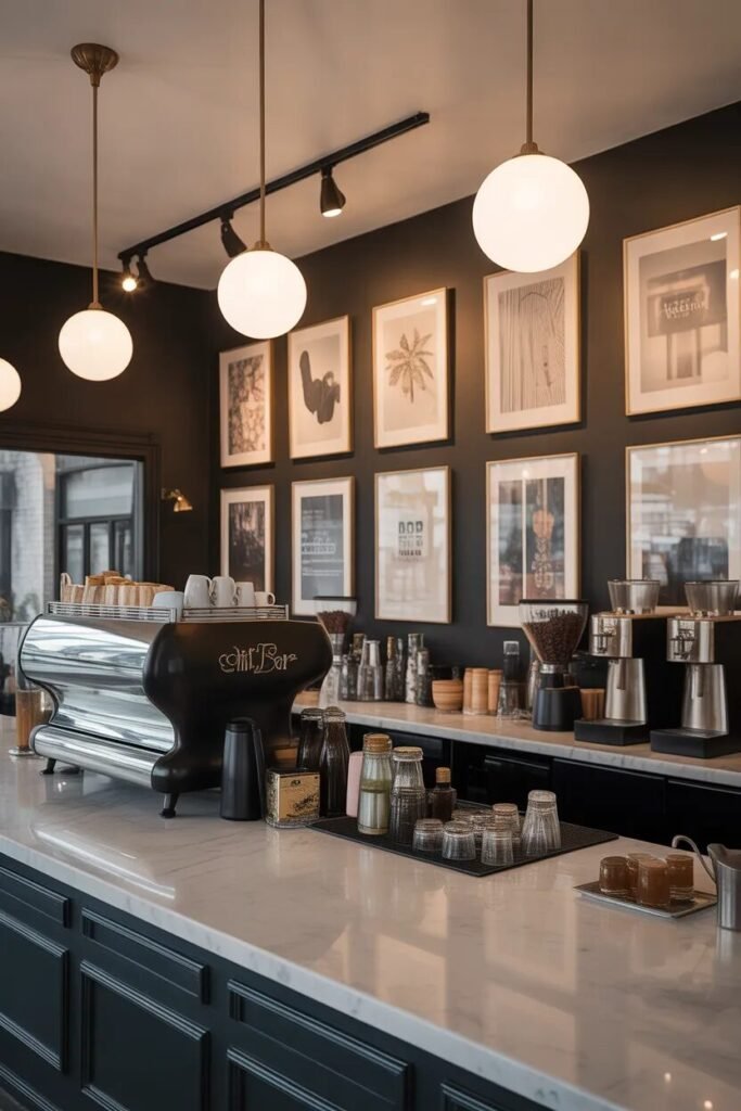 Luxurious coffee bar wall art
