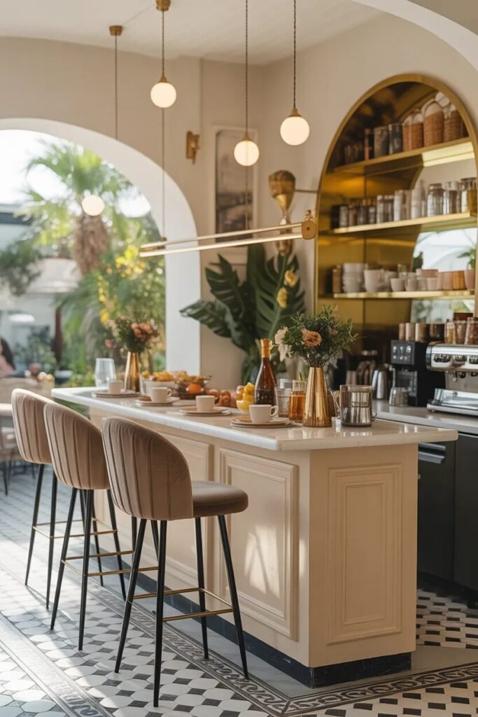 Luxurious coffee bar breakfast counter