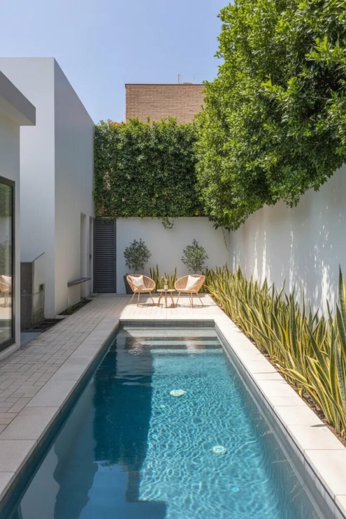 Dreamy small backyard pool designs 16 narrow dreamy backyard pool design