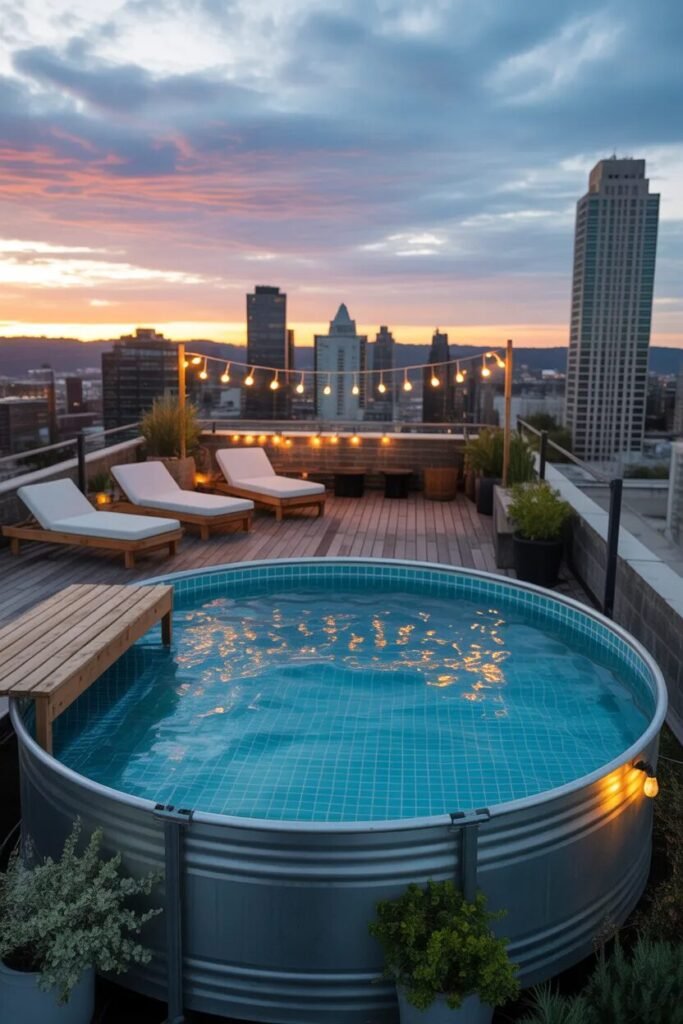 compact rooftop 29 stock tank pool ideas