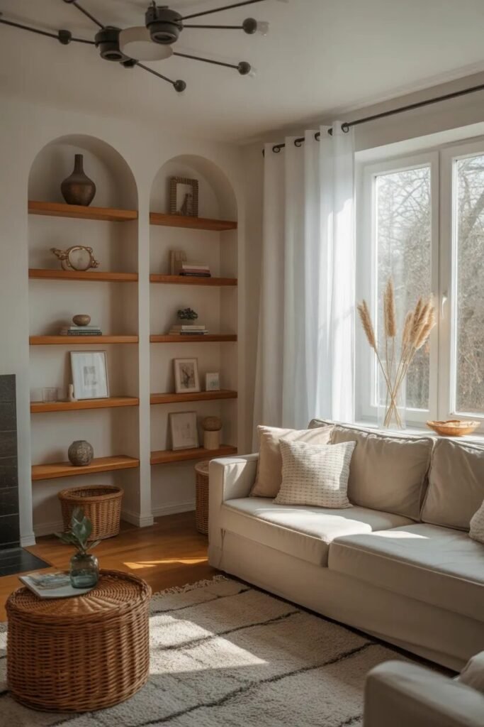 built-in shelving 19 living room design ideas