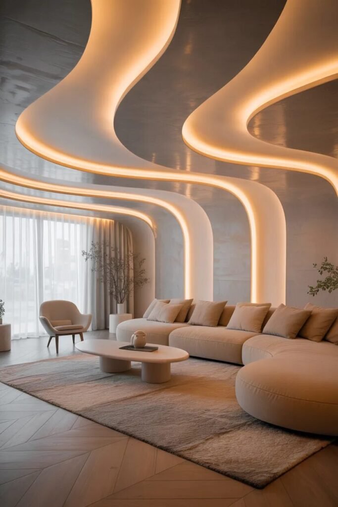 curved gypsum ceiling design ideas living room