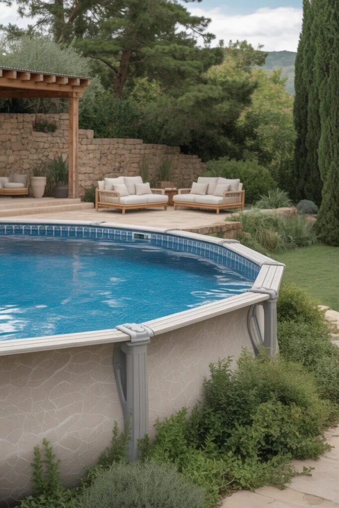 35 Above ground pool ideas 3 stone above ground pool ideas