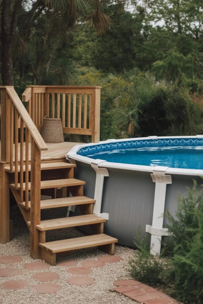 35 Above ground pool ideas 22 stairs above ground pool ideas
