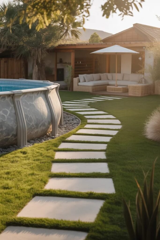 12 above ground pool landscaping ideas 6 stone pathway 12 above ground pool landscaping ideas