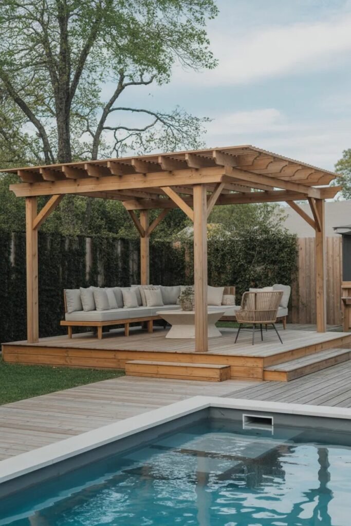 12 above ground pool landscaping ideas 9 pergola shade 12 above ground pool landscaping ideas