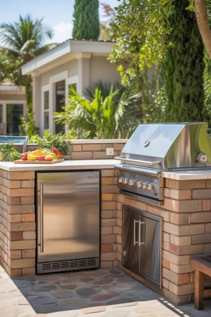 Outdoor kitchen design ideas 21 Outdoor kitchen with built-in refrigerator ideas