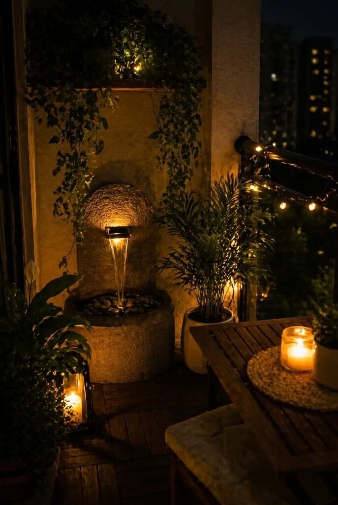19 apartment balcony decor ideas water fountain
