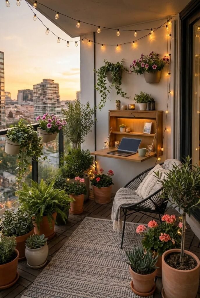 19 apartment balcony decor ideas foldable desk