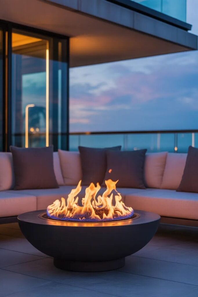 19 apartment balcony decor ideas fire bowl