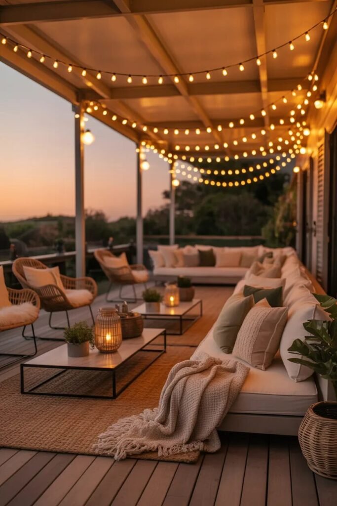 Covered deck ideas 9 covered deck with string lights ideas