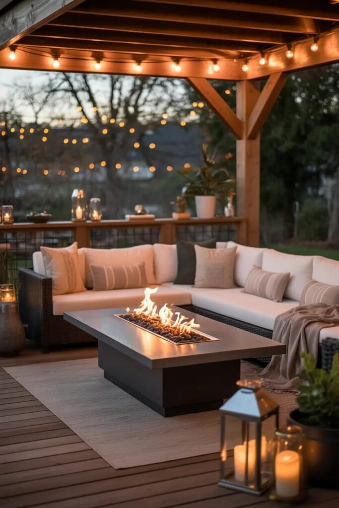 Covered deck ideas 12 covered deck with fire table ideas