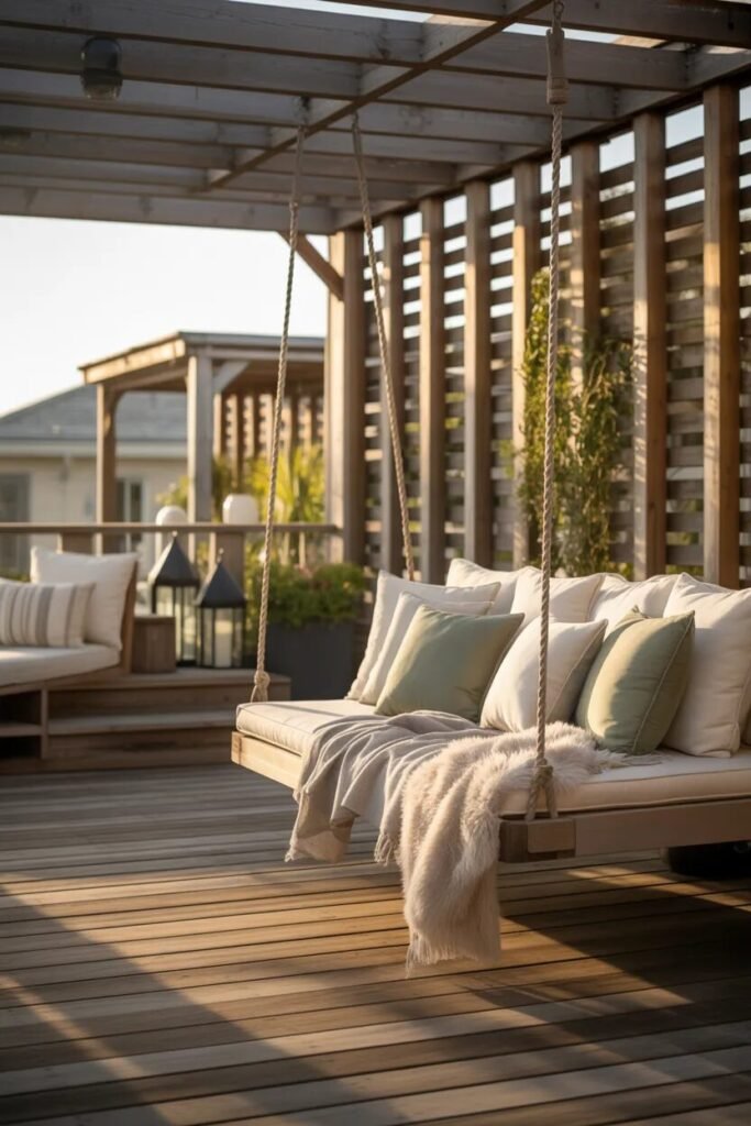 Covered deck ideas 17 covered deck with pergola swing ideas