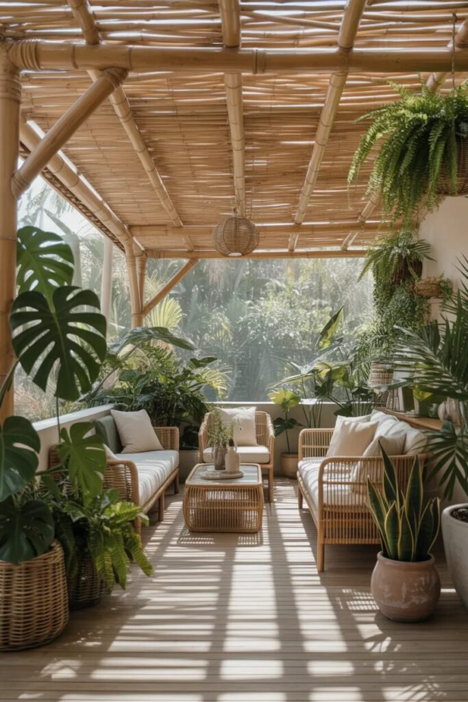 Covered deck ideas 18 covered deck with bamboo roof ideas