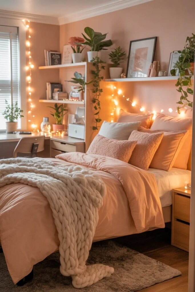 peach dorm room decor ideas