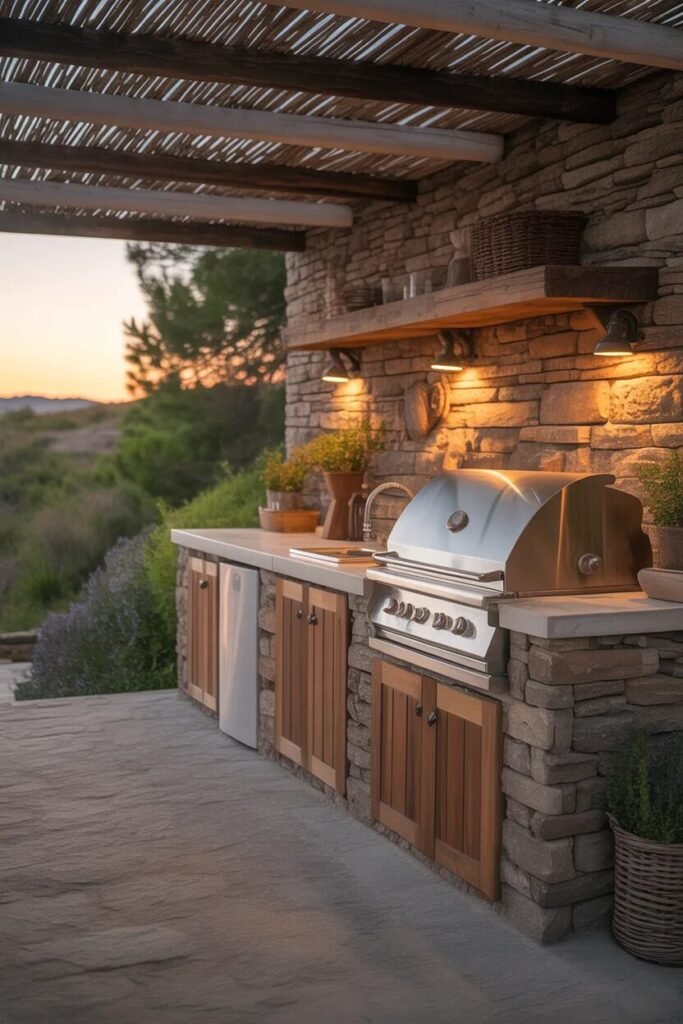 Outdoor kitchen design ideas 3 Rustic stone outdoor kitchen design ideas