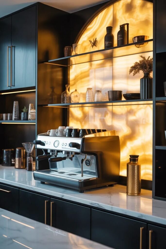Creative coffee bar decor ideas 2 creative coffee bar onyx wall