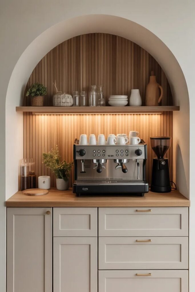 Creative coffee bar decor ideas 6 creative coffee bar fluted wall