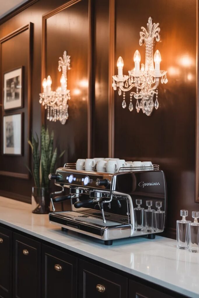 Creative coffee bar decor ideas 11 creative coffee bar crystal lights