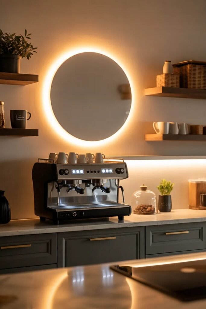 Creative coffee bar decor ideas 17 creative coffee bar halo light