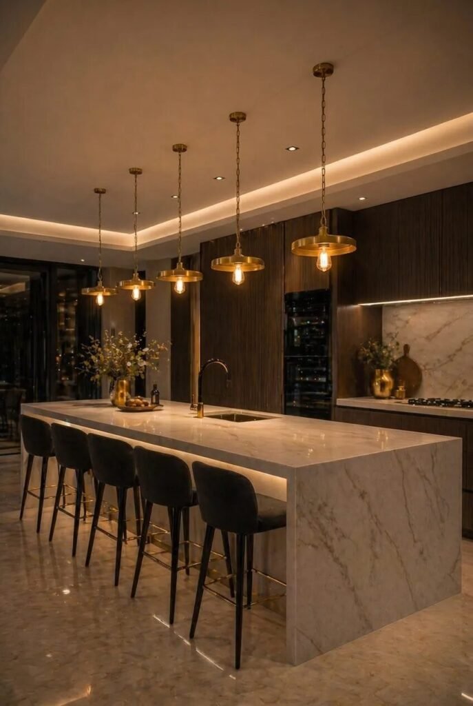 gold kitchen island lighting ideas