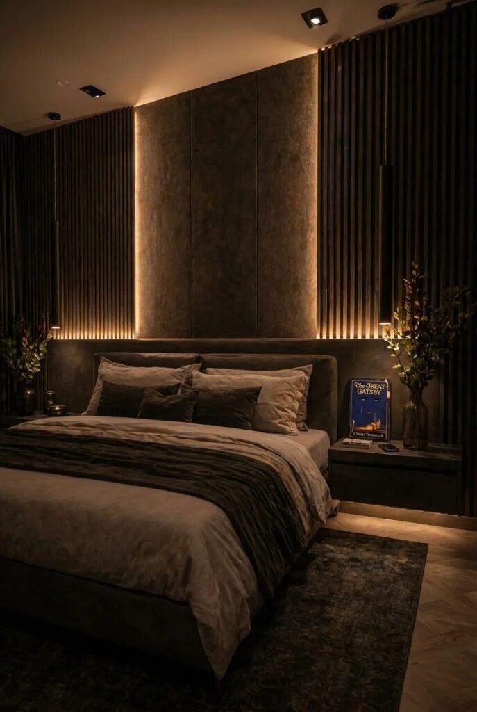 romantic moody bedroom ideas textured wall