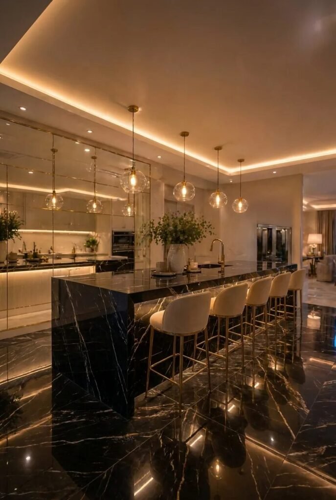 mirror kitchen island lighting ideas