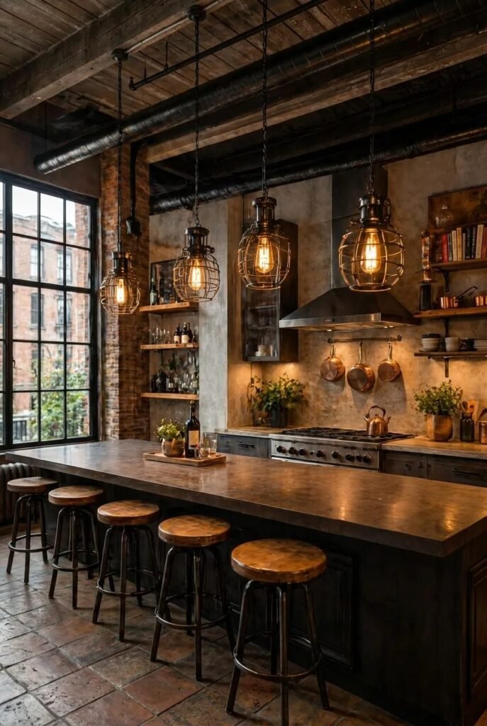 industrial kitchen island lighting ideas