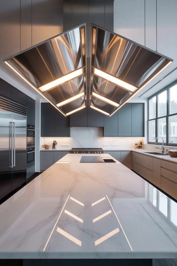 metallic kitchen island lighting ideas