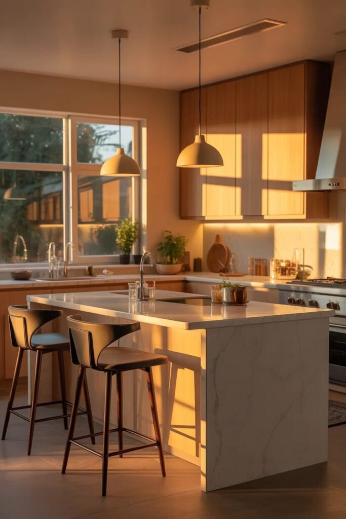 warm kitchen island lighting ideas