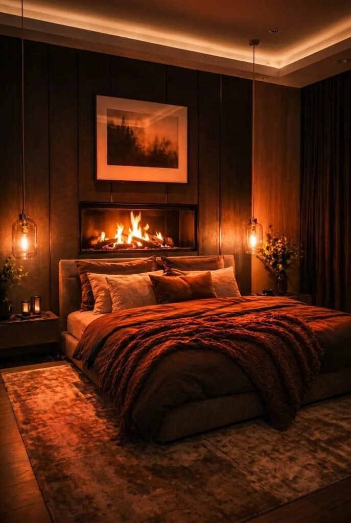 romantic moody bedroom ideas pendant lights