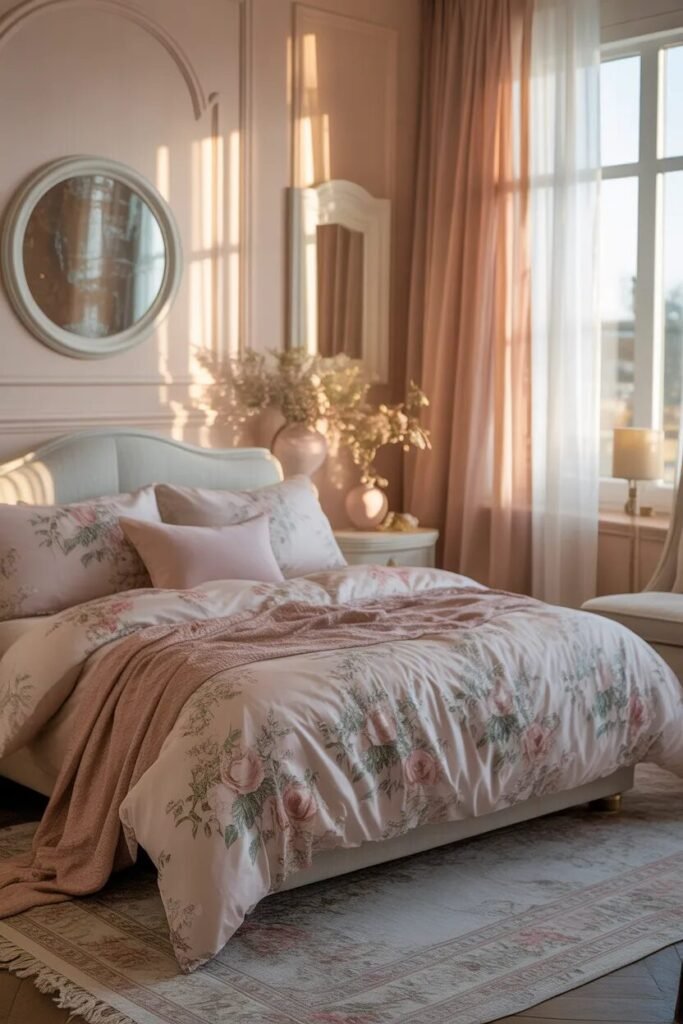 blush floral bedroom ideas decor