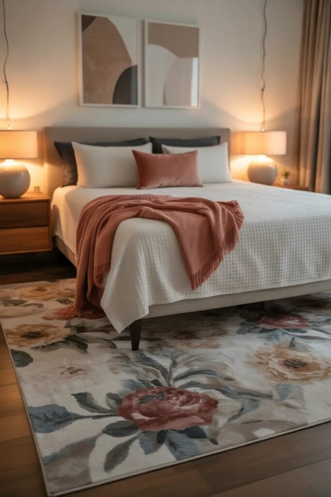 floral rug bedroom ideas decor
