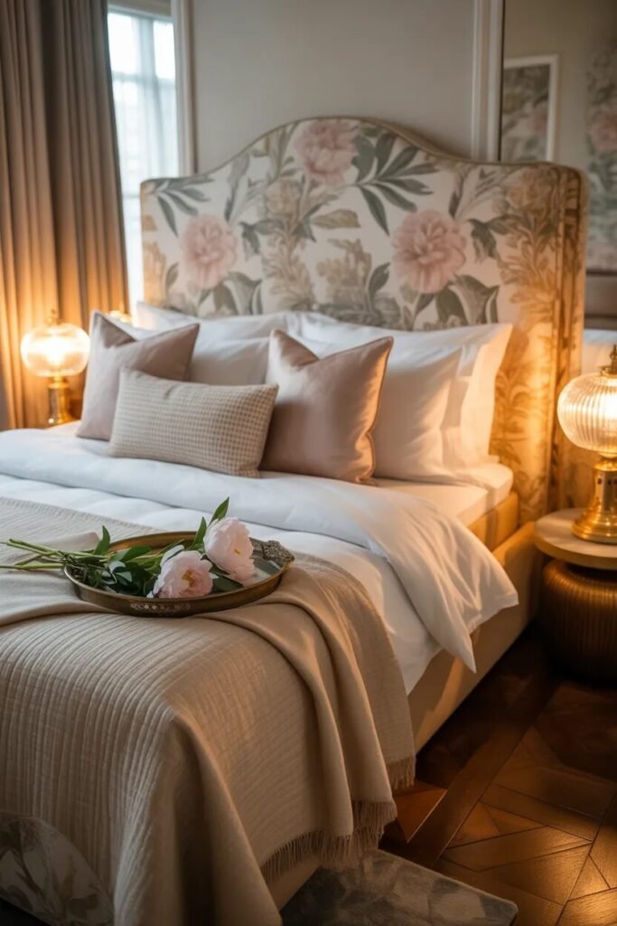floral headboard bedroom ideas decor