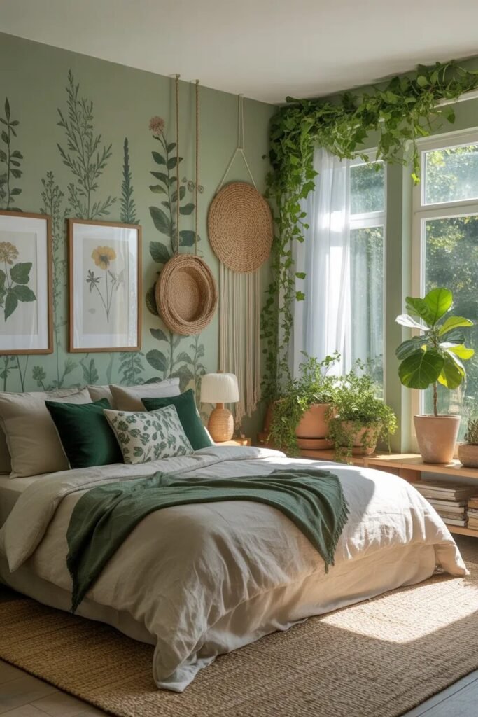 green floral bedroom ideas decor