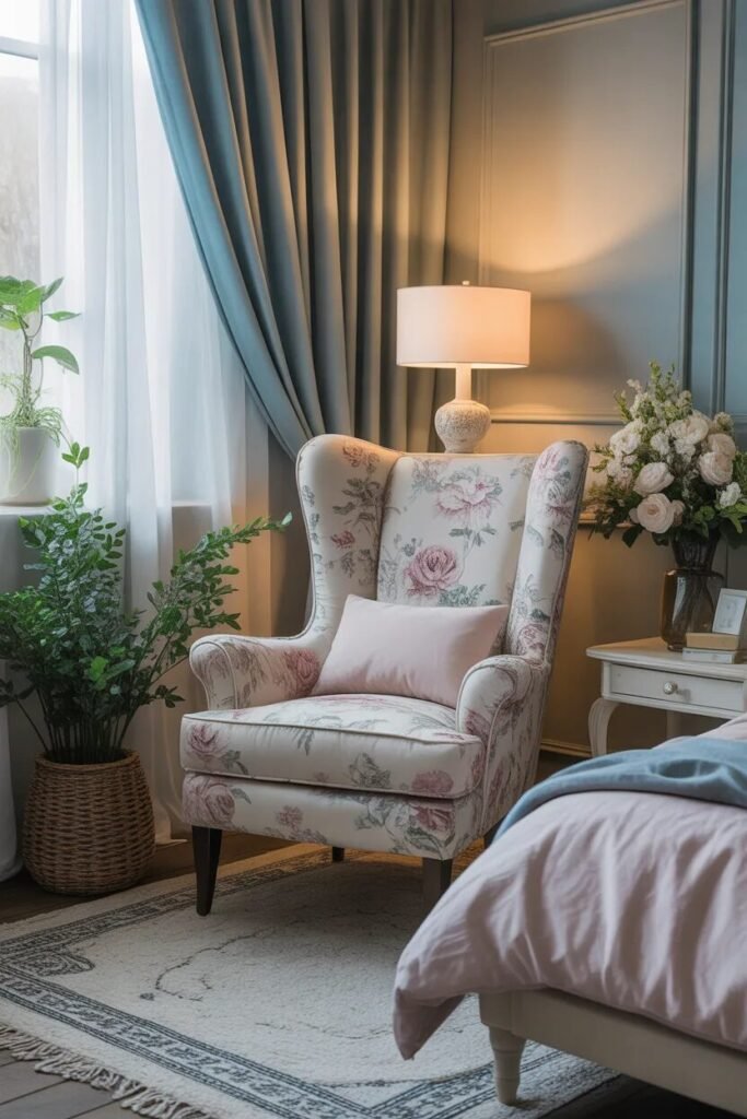 floral chair bedroom ideas decor