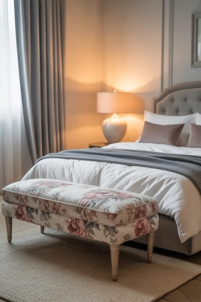 floral bench bedroom ideas decor