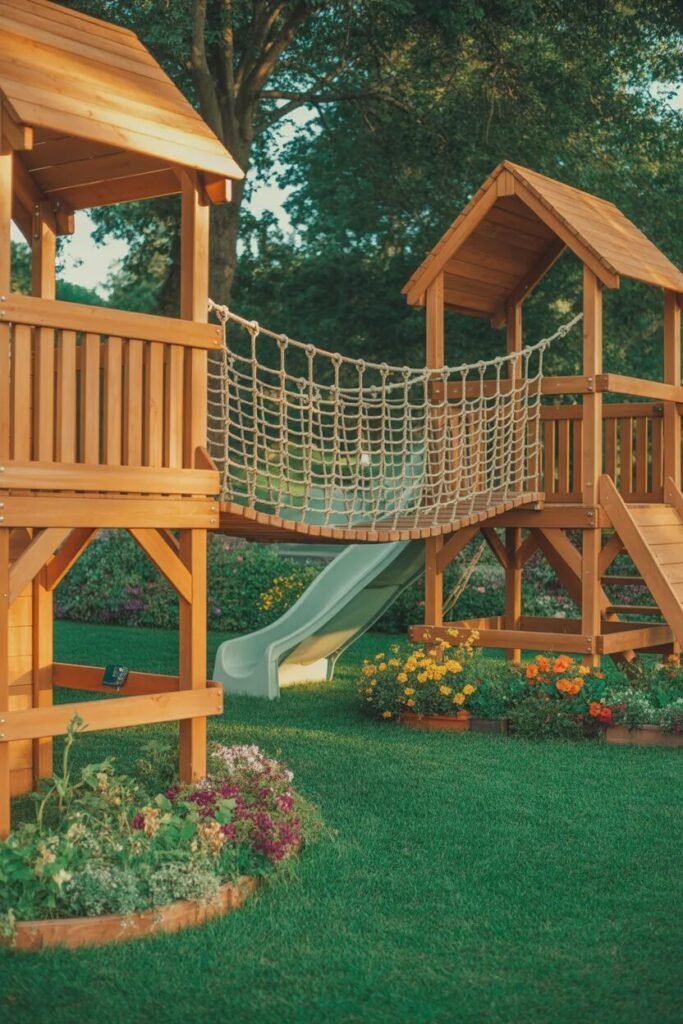 backyard playground ideas bridge tunnel