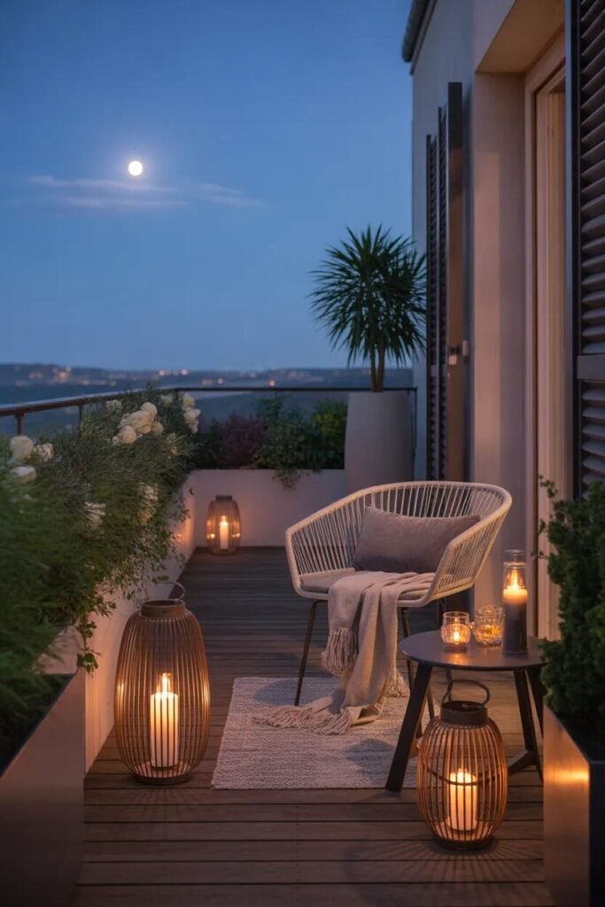 balcony garden ideas lantern night